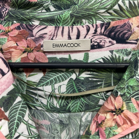 Hard to Find EMMA COOK Viscose Hawaiian Tiger Print Short Sleeve Romper M/L - Picture 5 of 9